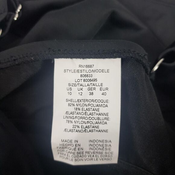 Swim Solutions Tankini Top Womens 10 Black Triple Pleat Ruffle Adjustable Straps - Picture 9 of 12